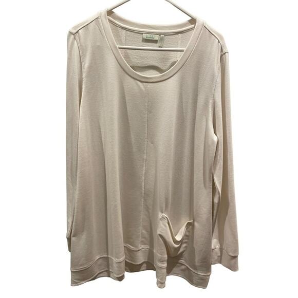 LOGO Lori Goldstein Lounge Scoop Neck Oversized Pullover Sweatshirt White Sz L - Picture 1 of 4